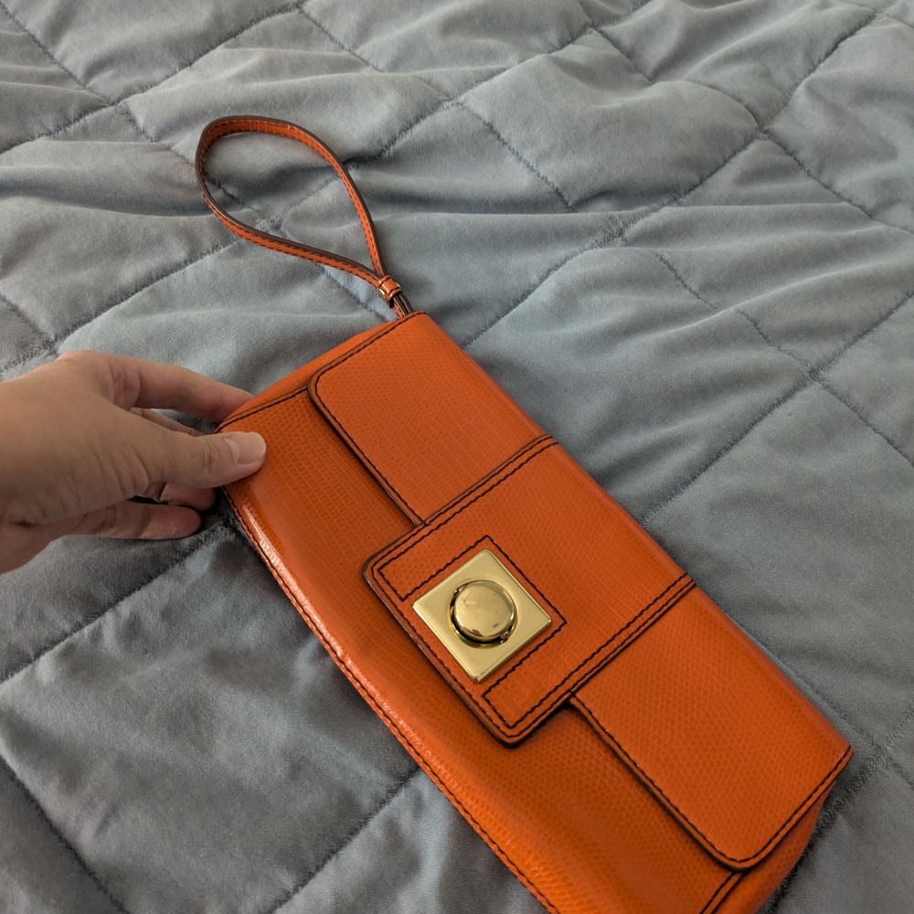 Banana Republic Orange Clutch with Gold Accent